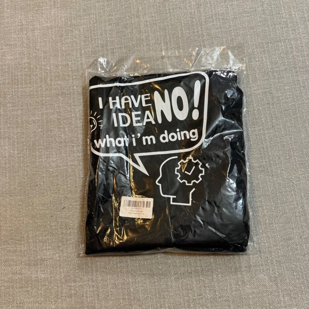 Funny Black Kitchen Apron I Have No Idea What I'm Doing Graphic Chef Bib Pocket